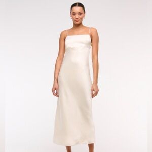 Abercrombie & Fitch Cream Slip Midi Dress